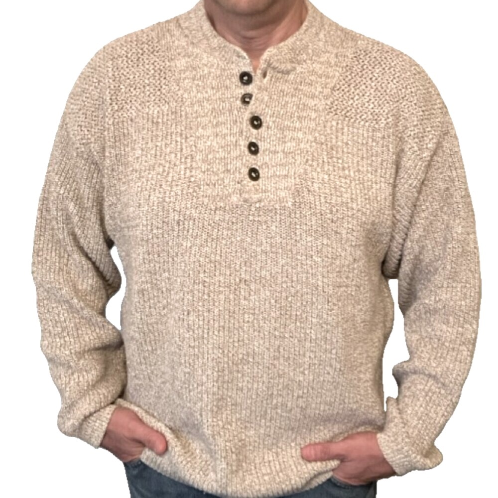 Eddie Bauer Vintage Men’s Crew Neck Sweater, Tan, Large